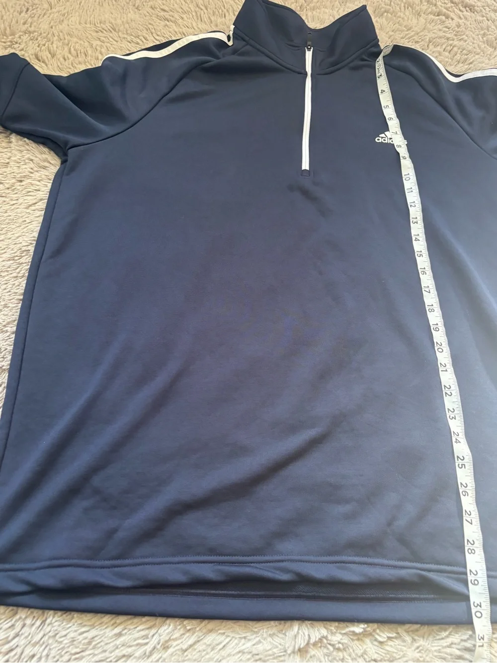 Men’s Adidas Navy Half-Zip Golf Pullover with White Stripes size XL